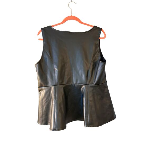 Torrid Faux Leather Black Peplum Top Shirt Sleeveless Whimsy Goth Scoop Neckline - Picture 7 of 11